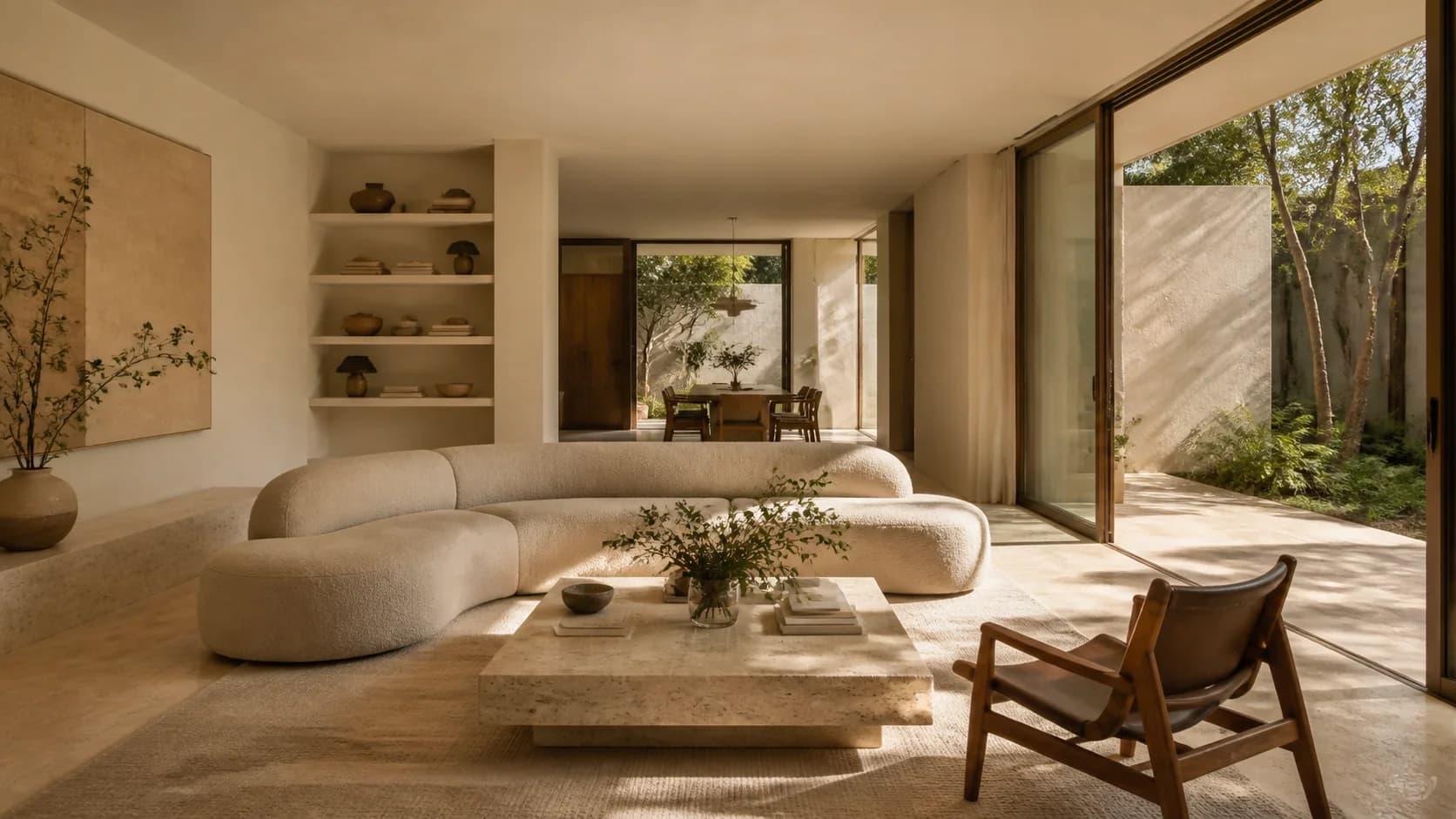 Sala contemporânea Noma em tons naturais